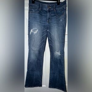 Women’s American Eagle Outfitters Dark Blue Distressed Flare Leg Jeans